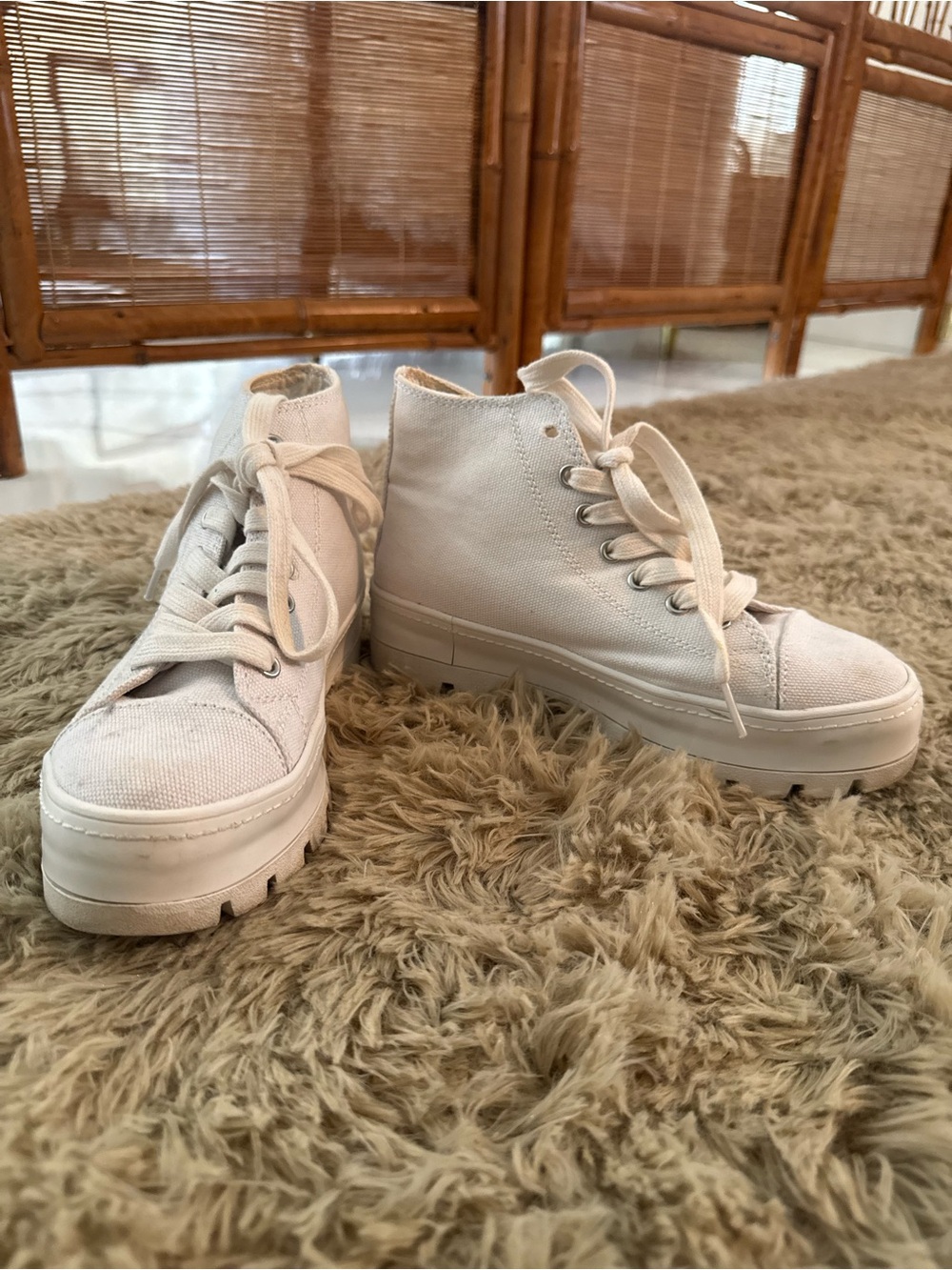 Madden Girl White Canvas High-Top Platform Sneakers Size 5